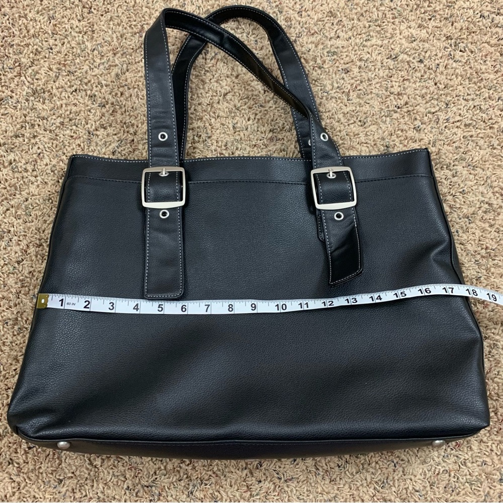 NEW Solo Black Leather Laptop Tote Bag - Picture 11 of 15